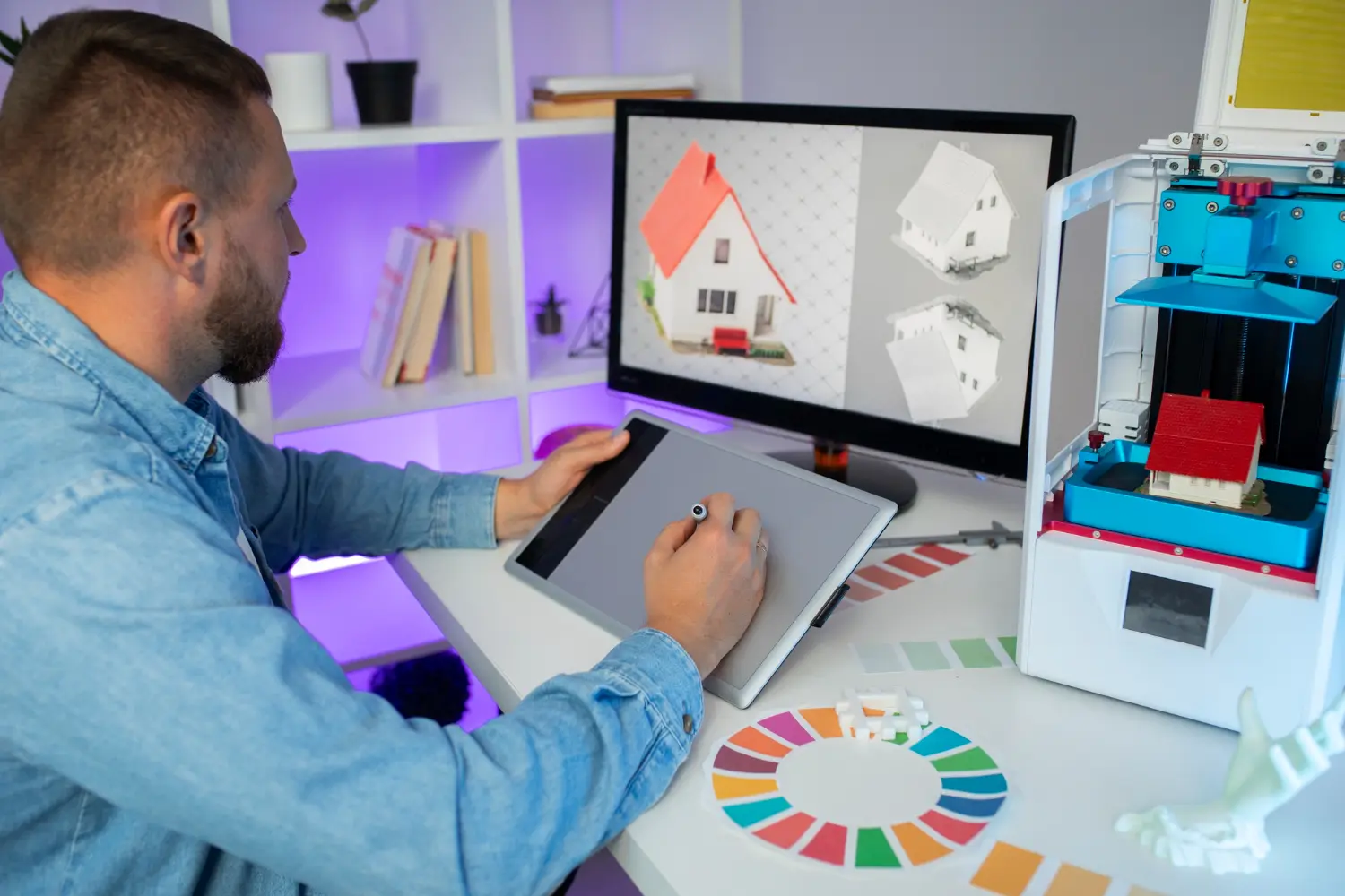 Designer using a 3d printer